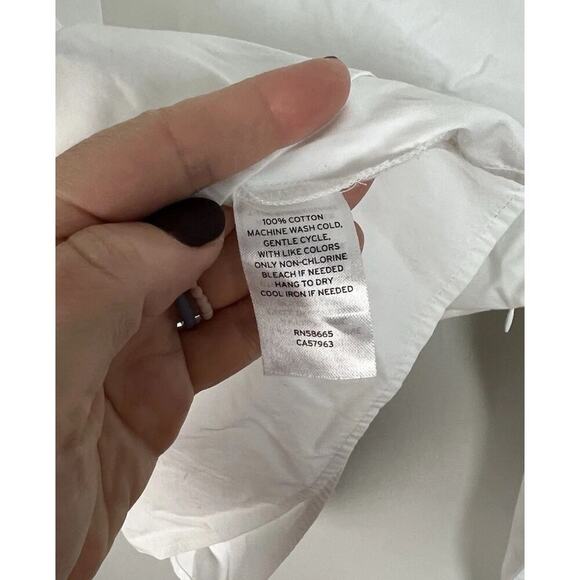 Halogen Poplin One Shoulder Top Long Sleeve Ruched White Shirt Size L Cotton - Picture 6 of 9